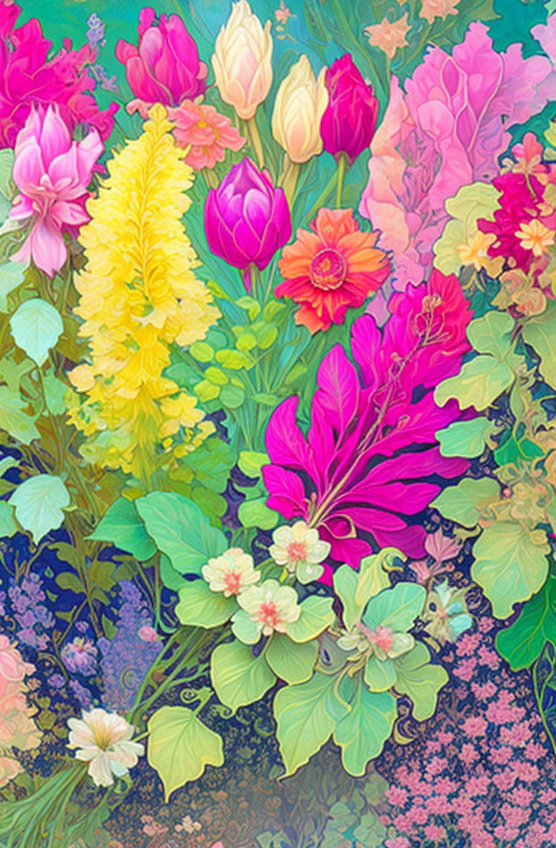 Assorted Flowers Illustration in Full Bloom