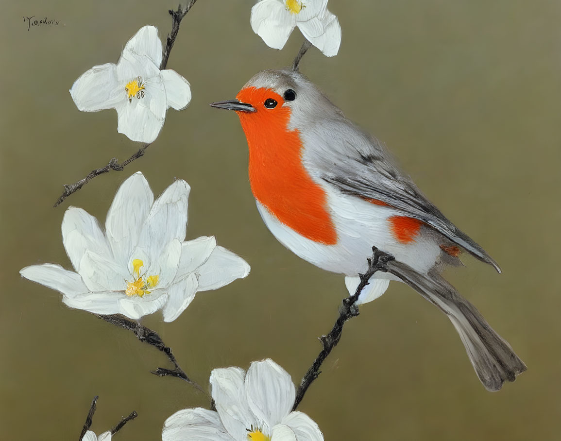 DOGWOOD FLOWERS AND A RED BIRD.....