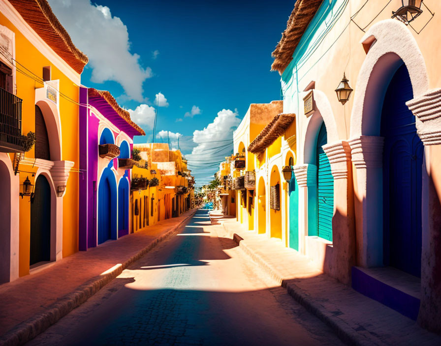 Colorful Colonial-Style Buildings on Vibrant Street