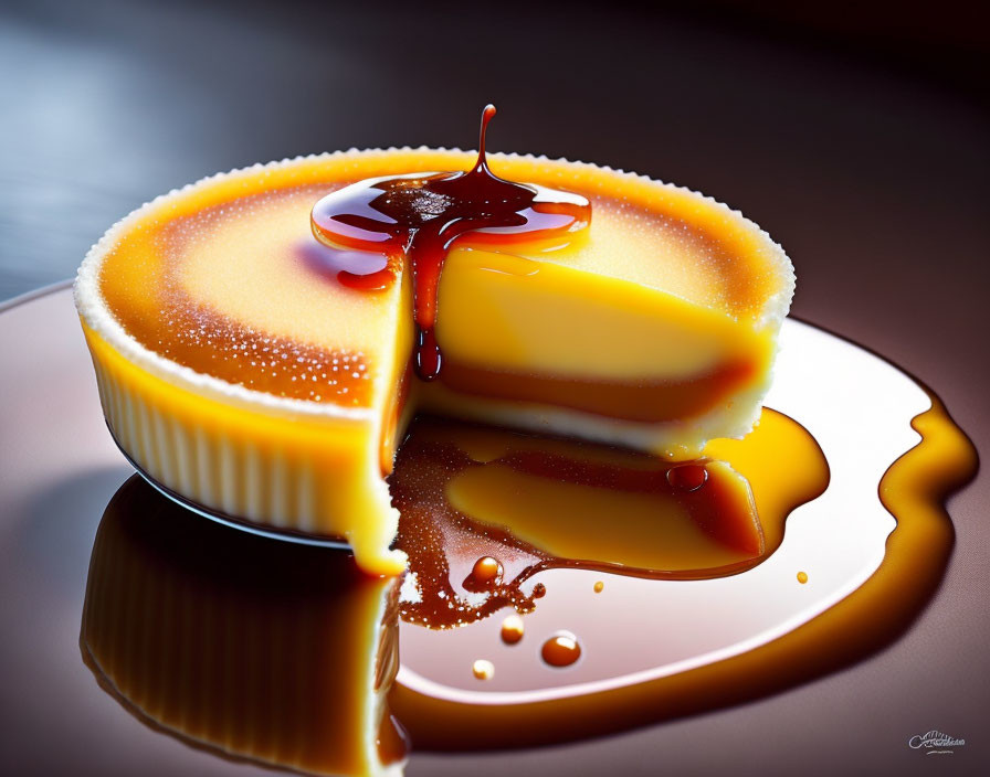 Caramel Custard Pudding Slices with Drizzling Syrup