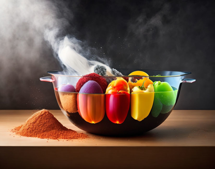 Assorted fruits in a bowl with powdered spice sprinkled on top