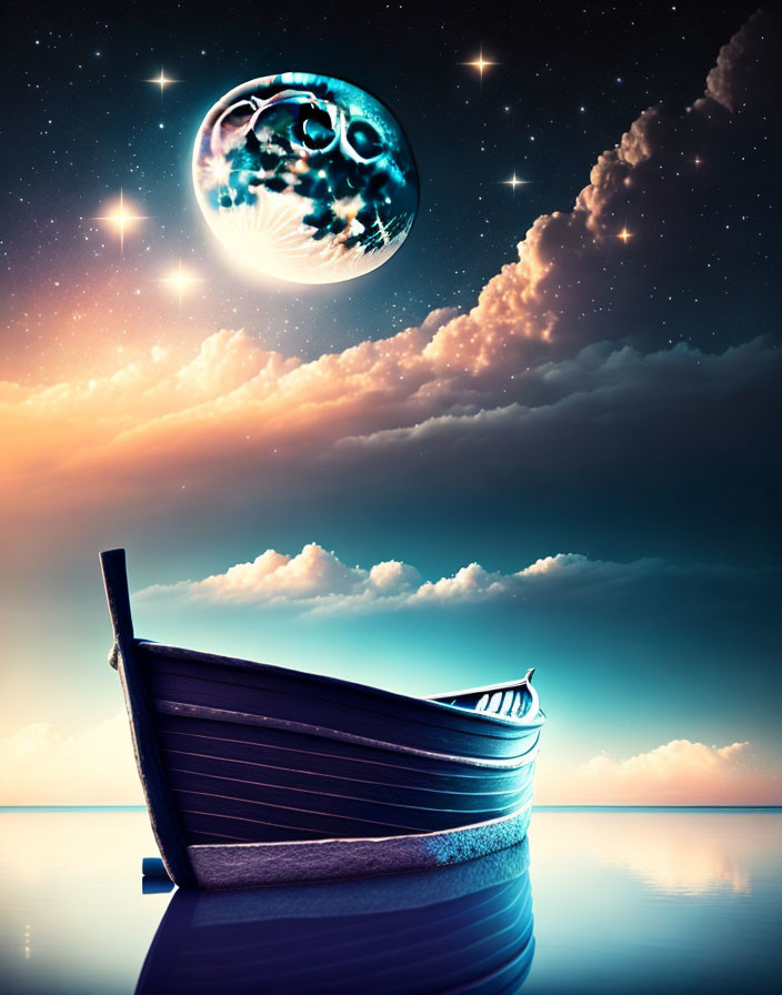 Moonlit boat