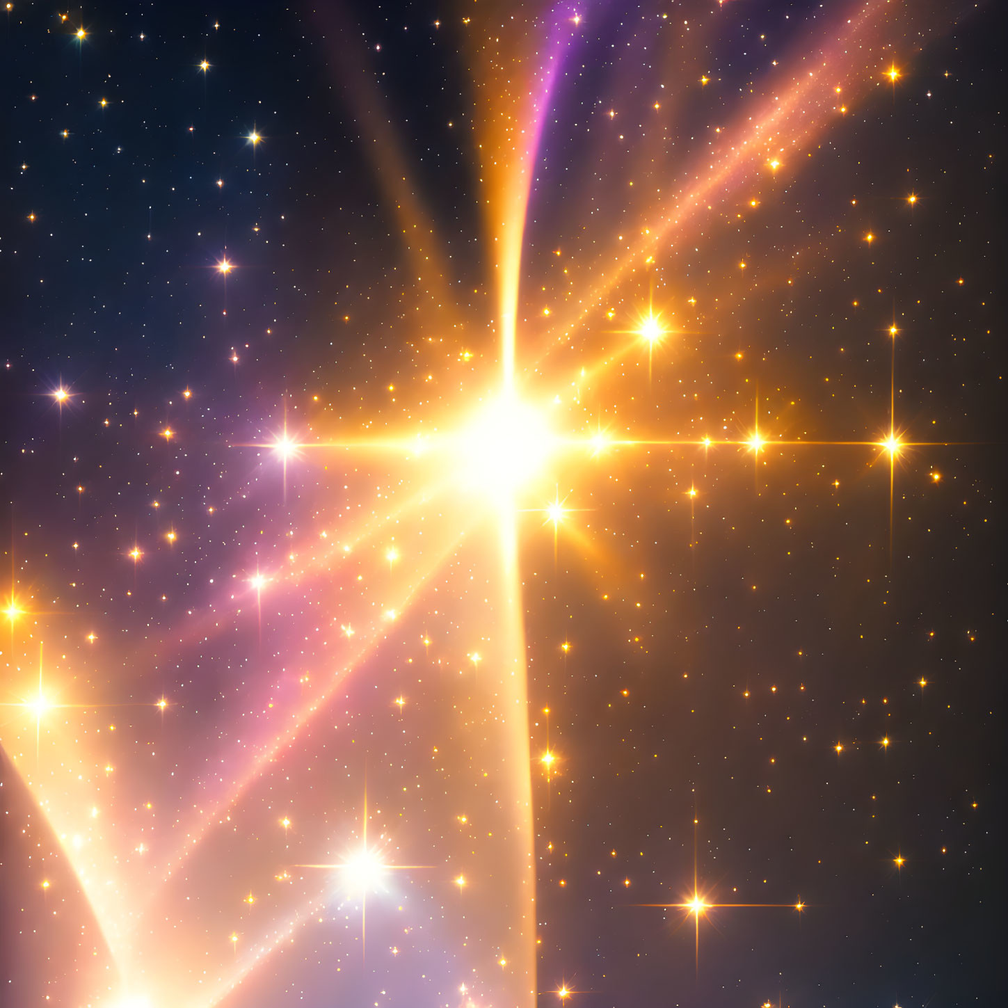 Colorful Starburst and Cosmic Background with Scattered Stars