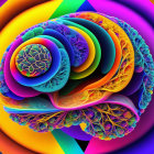 Colorful Swirling Fractal Pattern in Blue, Orange, Purple, Yellow