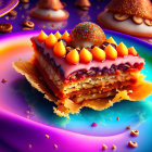 Colorful Layered Dessert Artwork with Toppings and Candies