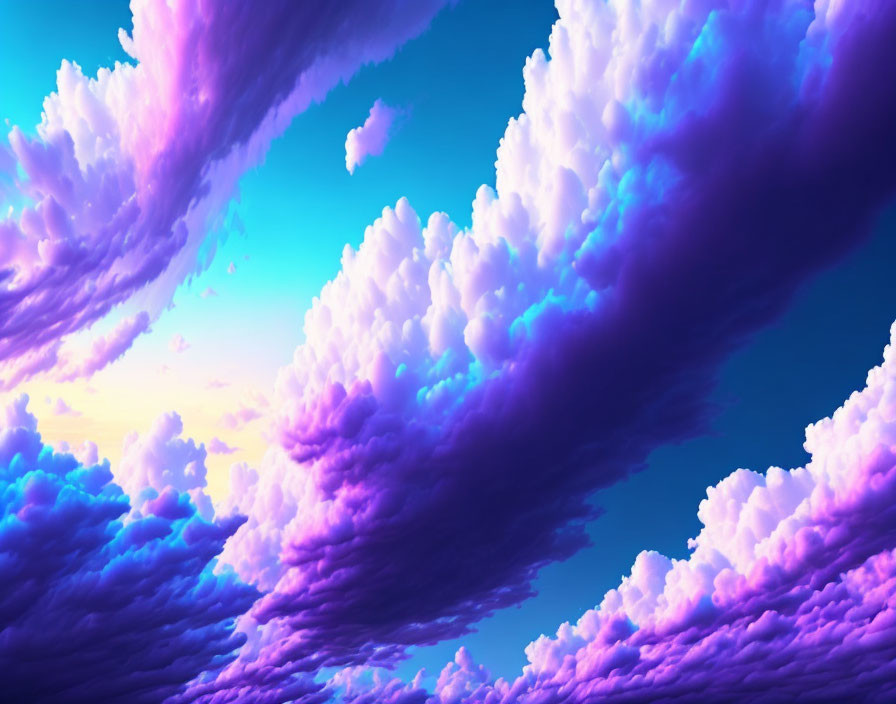 Purple and Blue Vivid Clouds in Dramatic Sky