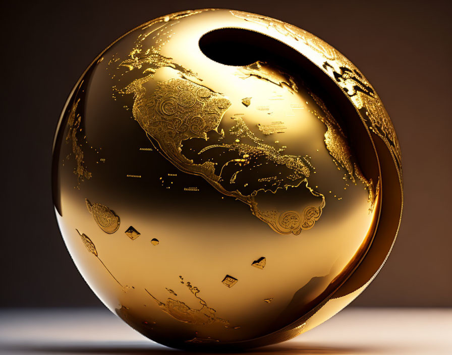 Golden Globe with Intricate Patterns on Warm Background