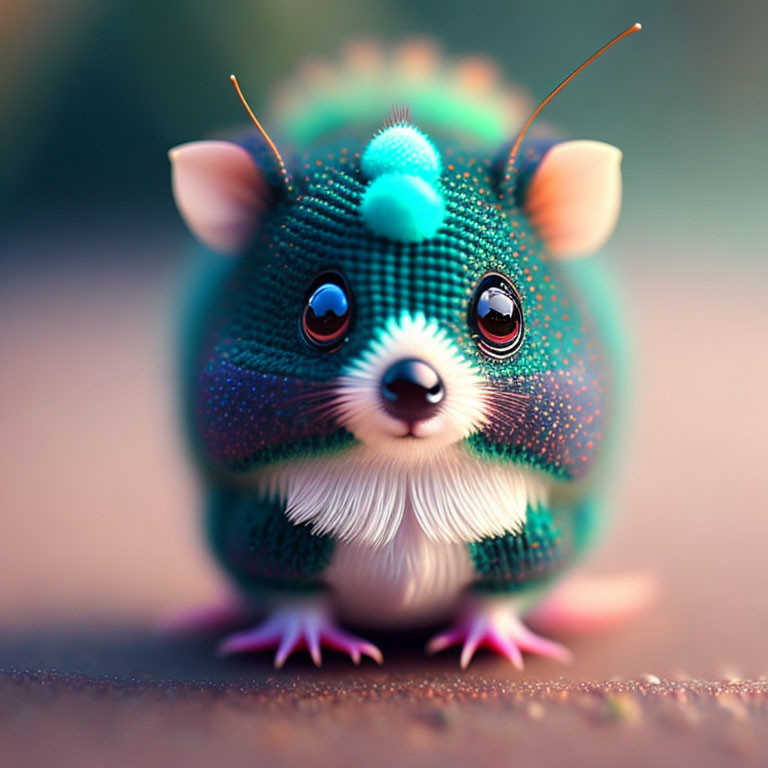 Vibrant fantasy creature with sparkly eyes and teal accents