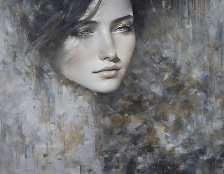 Subdued expression portrait in gray and brown tones