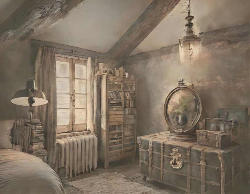 Vintage Bedroom Decor with Antique Furniture and Soft Lighting