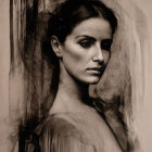 Sepia-Toned Portrait of Woman with Serene Expression