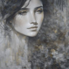 Subdued expression portrait in gray and brown tones