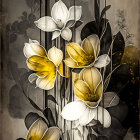Monochrome image with yellow splash: Vintage floral arrangement.