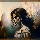 Enigmatic Woman Portrait with Dramatic Color Blending