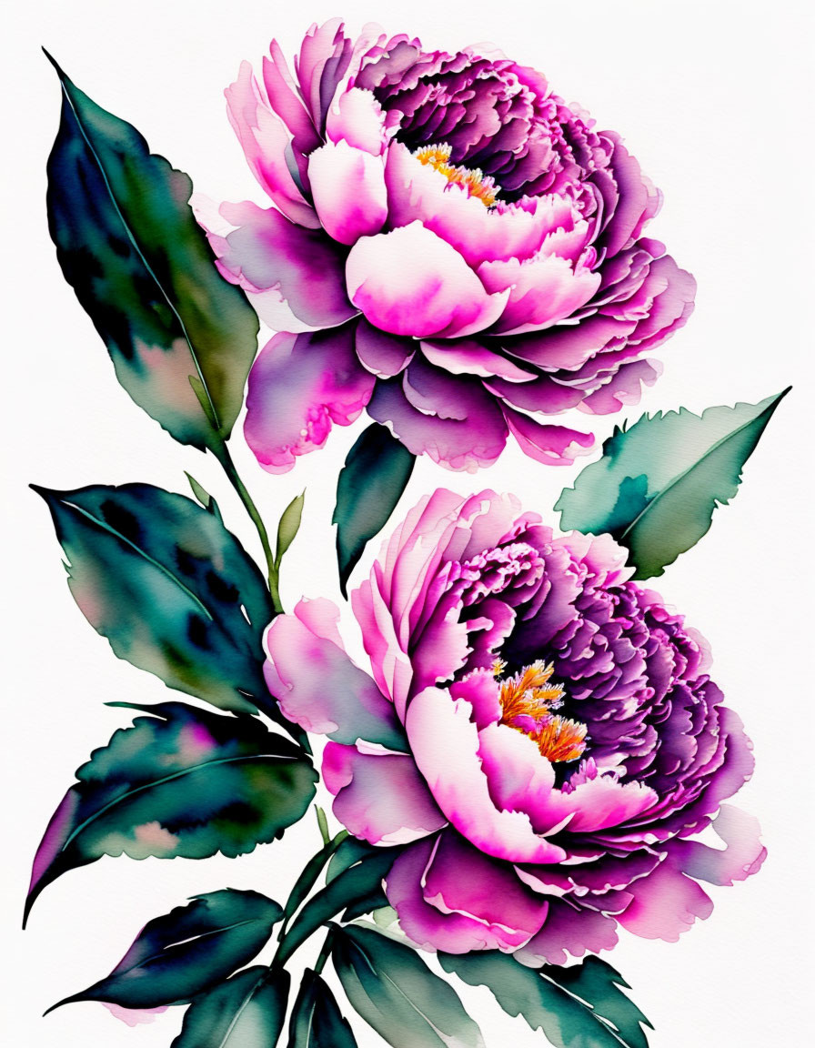 Detailed Purple Peonies Illustration on Light Background