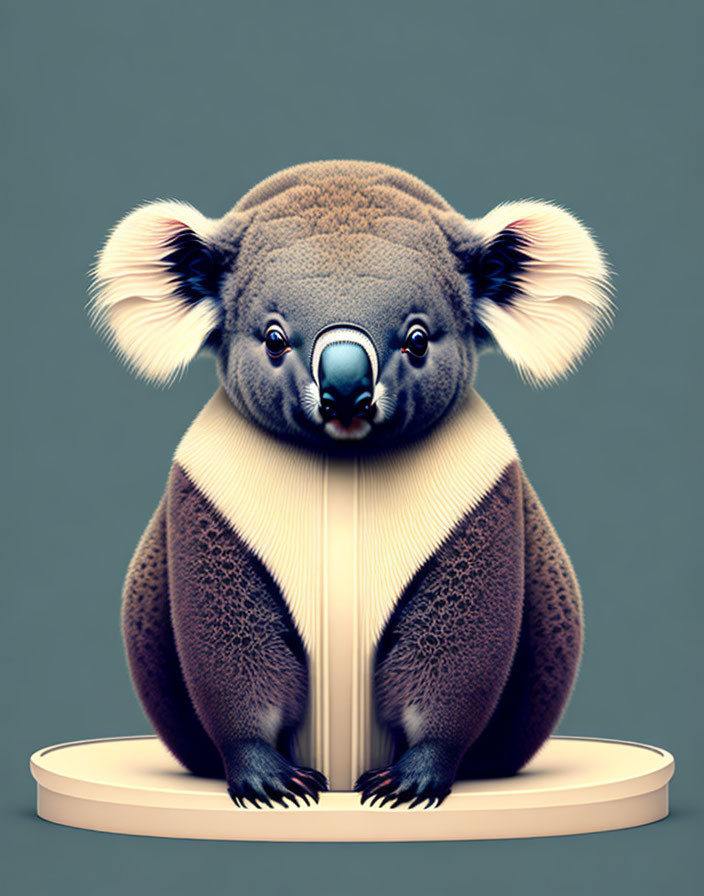 Stylized koala illustration with pronounced ears on plain background