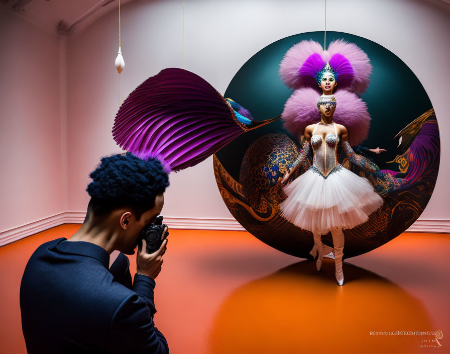 Photographer captures surreal dancer in vibrant, circular frame