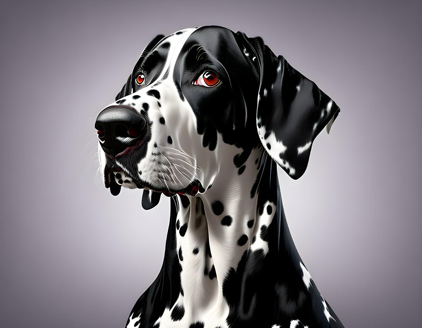 Detailed Dalmatian Dog Illustration on Soft Purple Background