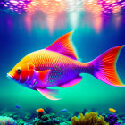 Colorful Orange Fish Swimming in Vibrant Underwater Coral Reef