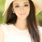 Woman with Sunhat and Braided Hair in Digital Portrait