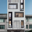 Unique Patterned Facade on Narrow Five-Story Building