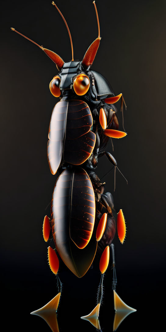 Detailed Stylized Insect with Glossy Black Exoskeleton