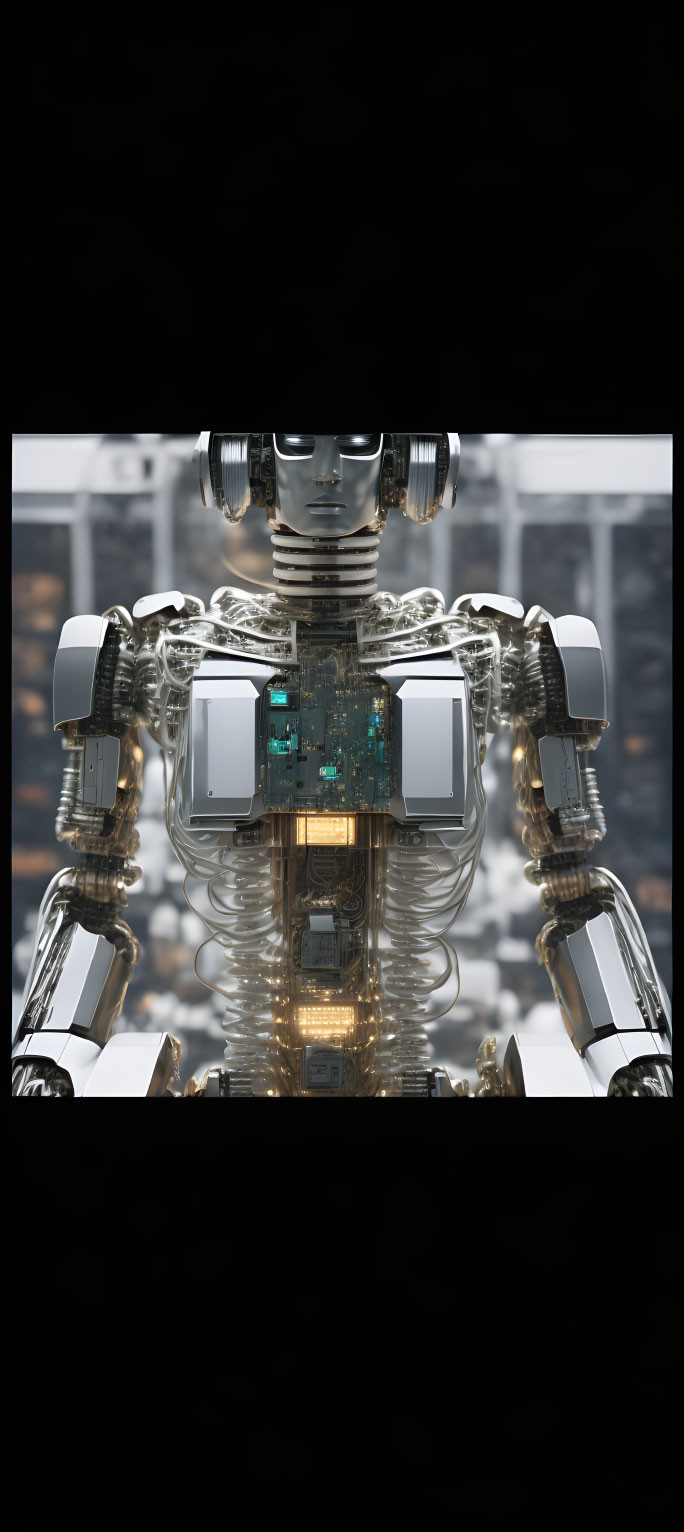 Detailed Robot Torso with Visible Internal Components and Metallic Design