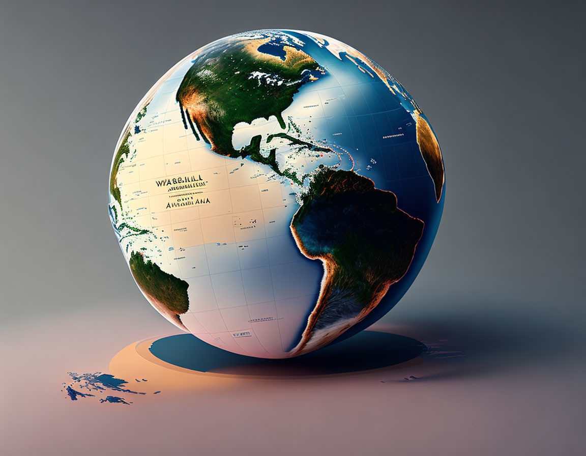 Detailed 3D rendering of globe with focus on Americas