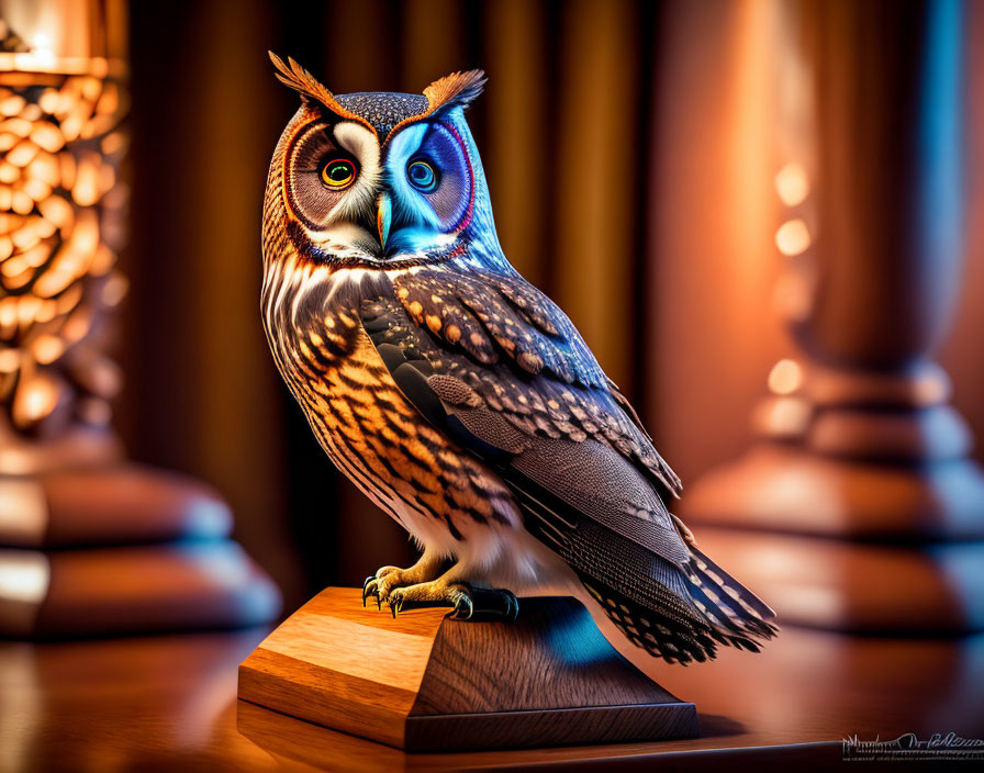 Realistic Owl Sculpture with Intricate Feather Details