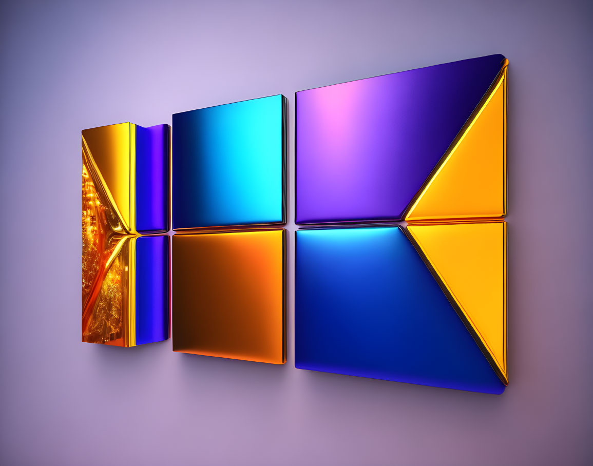 3D-rendered image: Four glossy gradient panels in row