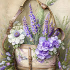 Canvas Satchel with Leather Straps & Vibrant Flower Bouquet on Script Background