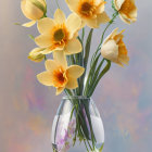 Delicate Yellow Flowers in Round Glass Vase