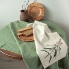 Classic Still Life Painting with Porcelain Teapot, Plates, Cup, Flowers, and Peach