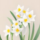 Cluster of White Daffodils with Yellow Centers in Painting