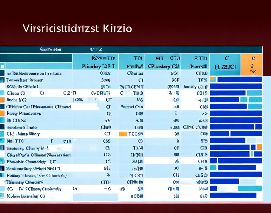 Detailed screenshot of complex chemical table on blue computer screen