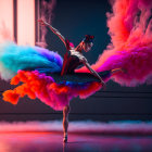 Colorful Tutu Ballet Dancer with Dynamic Light Effects