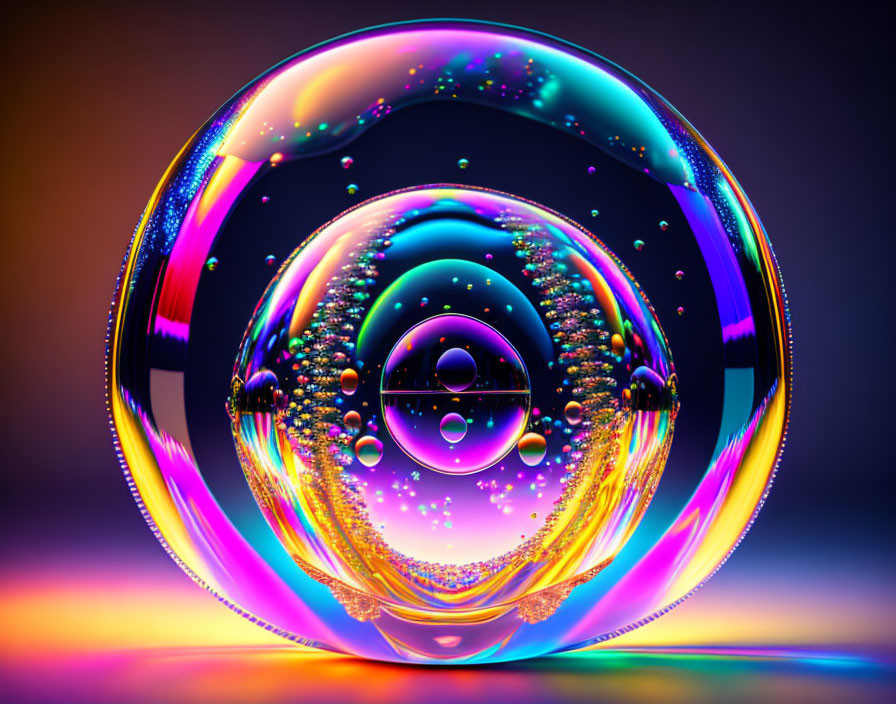 Colorful digital artwork: Glass-like spheres with iridescent tones