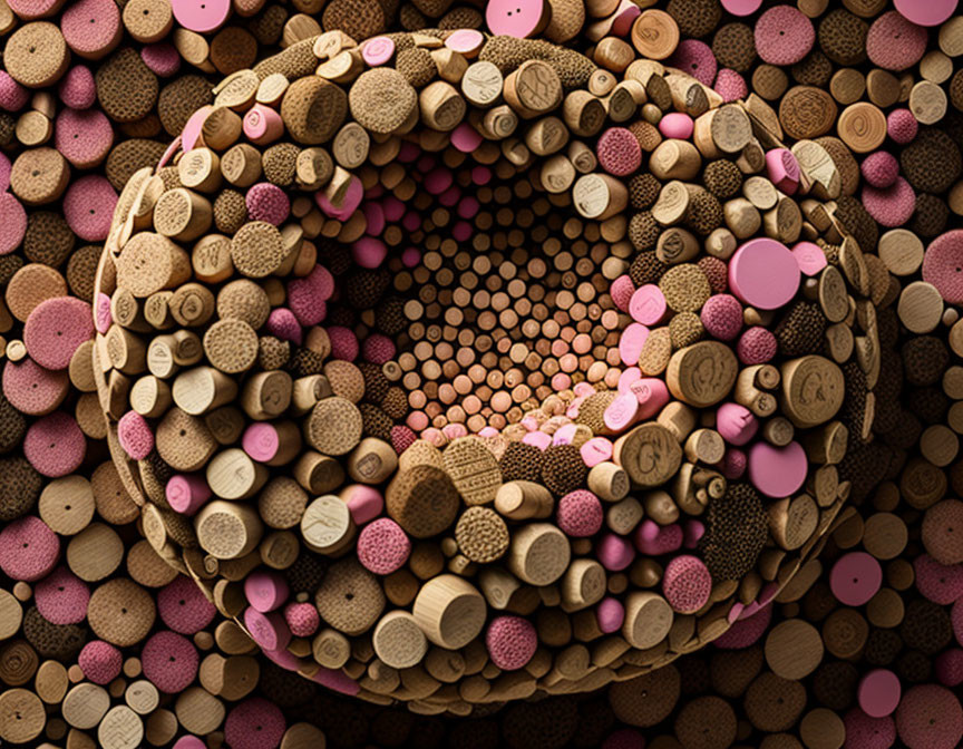 Spherical Cork and Pink Tablet Tunnel Structure