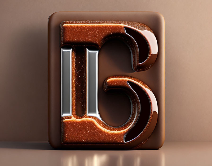 3D chocolate-themed letter "E" with a glossy, melted effect