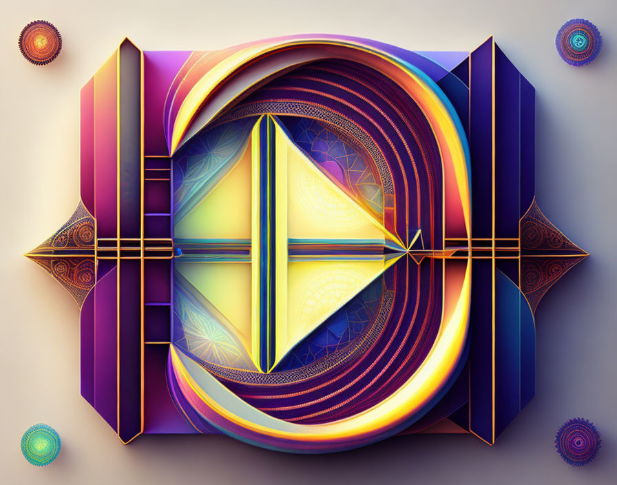 Colorful Geometric Abstract Art with Central Triangle