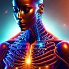 Detailed 3D Rendering of Humanoid Figure's Musculature and Circulatory System