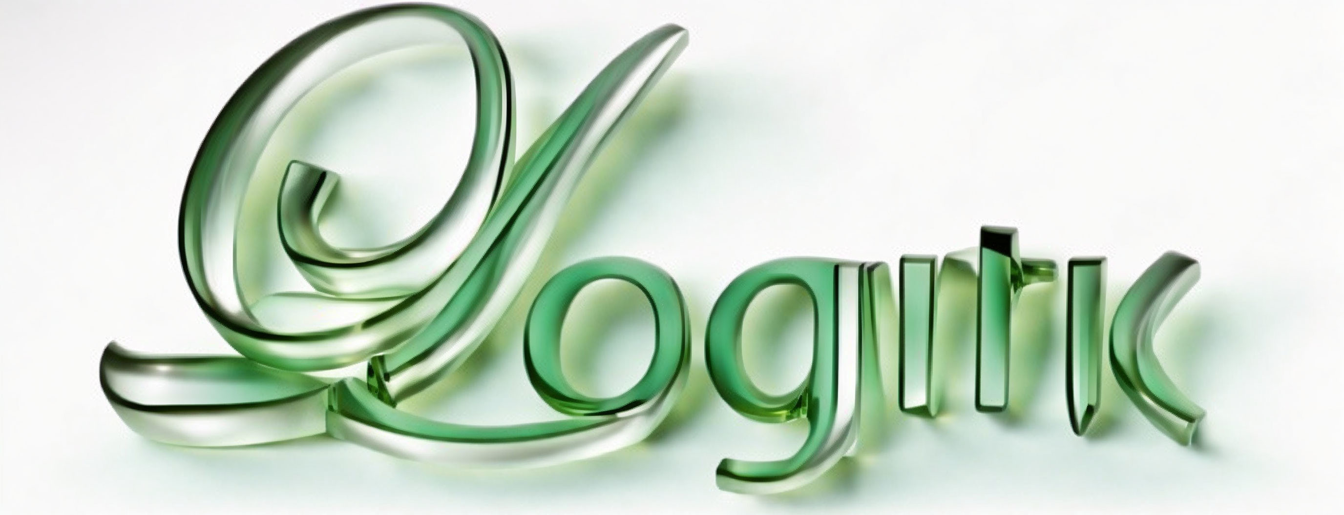 Smooth, green "Logik" word in flowing ribbon font on light background