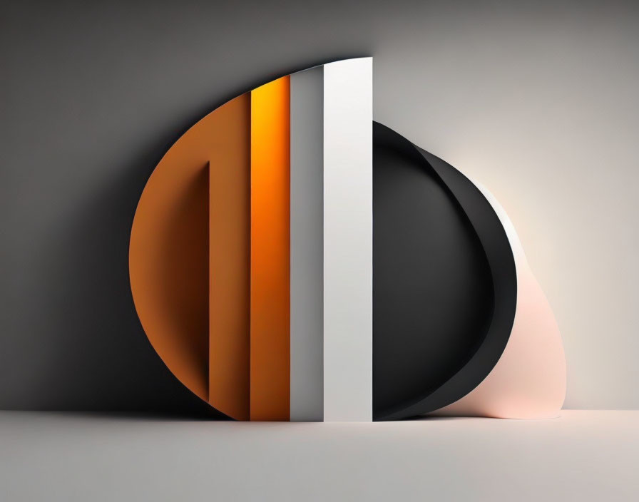 Geometric 3D Art: Circle and Bar Create Sliced Sphere Illusion