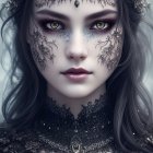 Digital Artwork: Woman with Fantasy Makeup and Elaborate Headdress