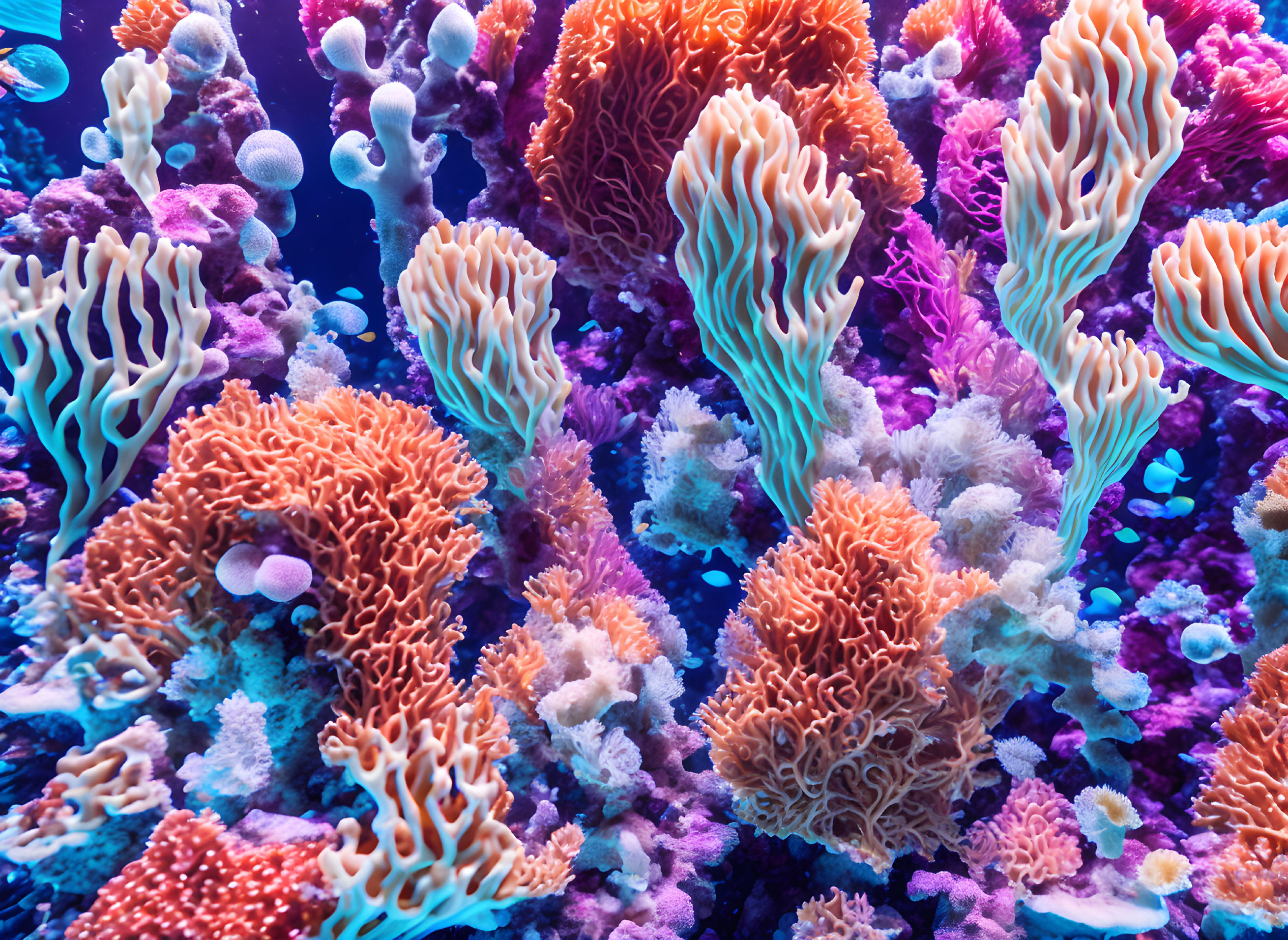 Colorful Coral Structures in Diverse Underwater Seascape