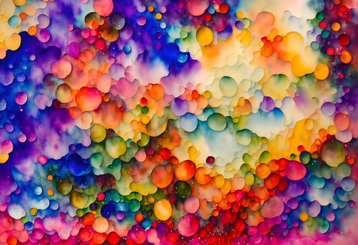 Colorful Abstract Art: Translucent Circles on Multicolored Background