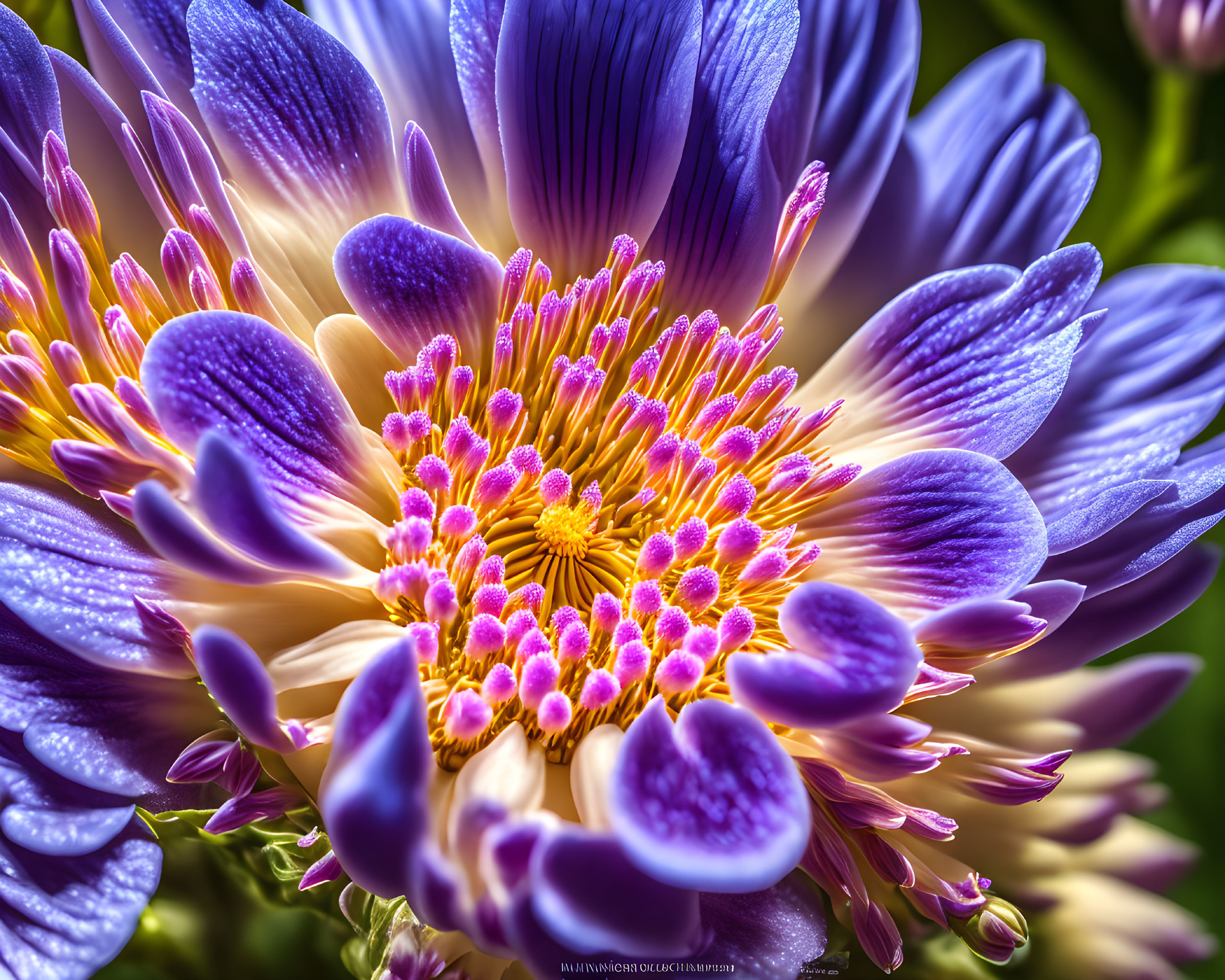 Close-up of Vibrant Purple Flower with Delicate Petals in Violet and White