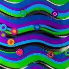 Vibrant Abstract Wavy Background with Layered Lines and Reflective Spheres