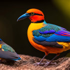 Colorful Bird Among Wildflowers in Soft-focus Setting