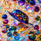 Vibrant Soap Bubbles with Colorful Reflections on Multicolored Background